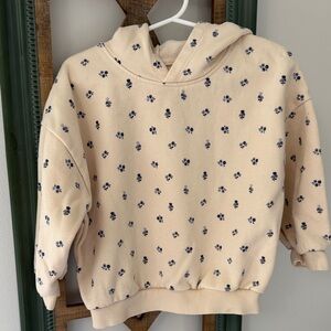Dunnes Store Cream Hoodie with Blue Floral Pattern 2-3T